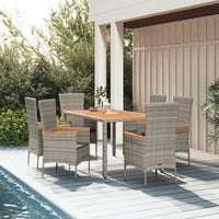 7-Delige Tuinset Met Kussens Poly Rattan Grijs