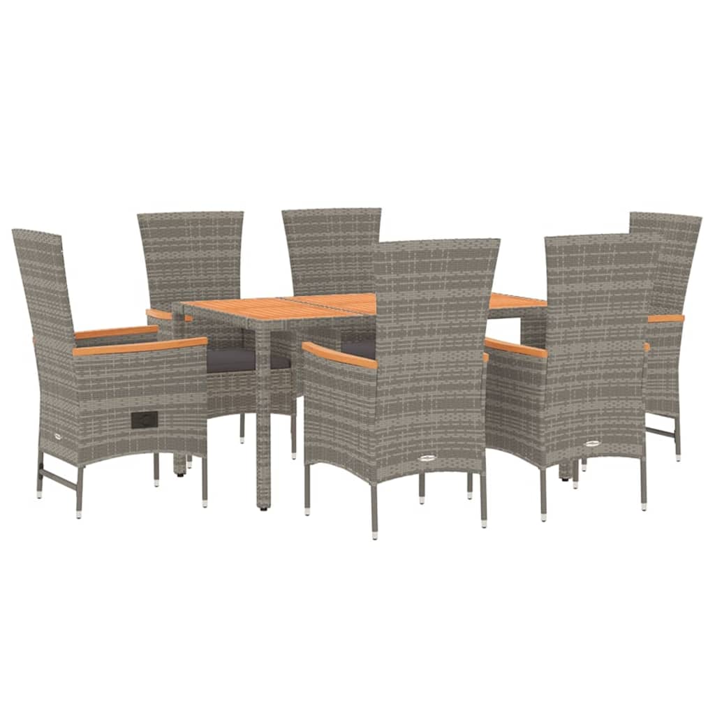 7-Delige Tuinset Met Kussens Poly Rattan Grijs