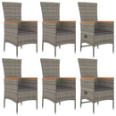 7-Delige Tuinset Met Kussens Poly Rattan Grijs