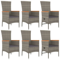 7-Delige Tuinset Met Kussens Poly Rattan Grijs