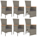 7-Delige Tuinset Met Kussens Poly Rattan Grijs