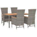 5-Delige Tuinset Met Kussens Poly Rattan Grijs