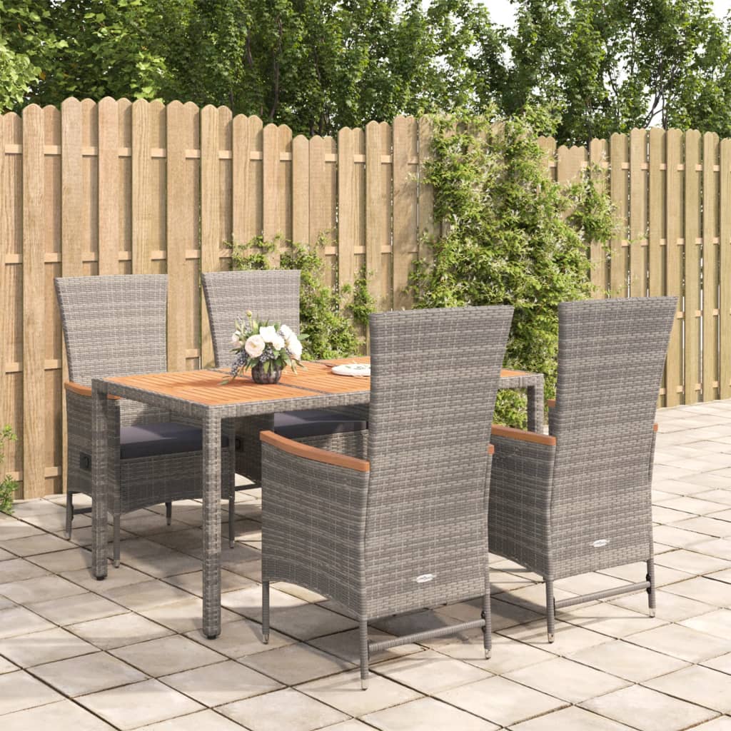 5-Delige Tuinset Met Kussens Poly Rattan Grijs