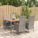 5-Delige Tuinset Met Kussens Poly Rattan Grijs