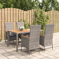 5-Delige Tuinset Met Kussens Poly Rattan Grijs