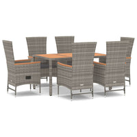 7-Delige Tuinset Met Kussens Poly Rattan Grijs