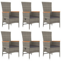 7-Delige Tuinset Met Kussens Poly Rattan Grijs