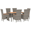 7-Delige Tuinset Met Kussens Poly Rattan Grijs