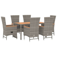 7-Delige Tuinset Met Kussens Poly Rattan Grijs