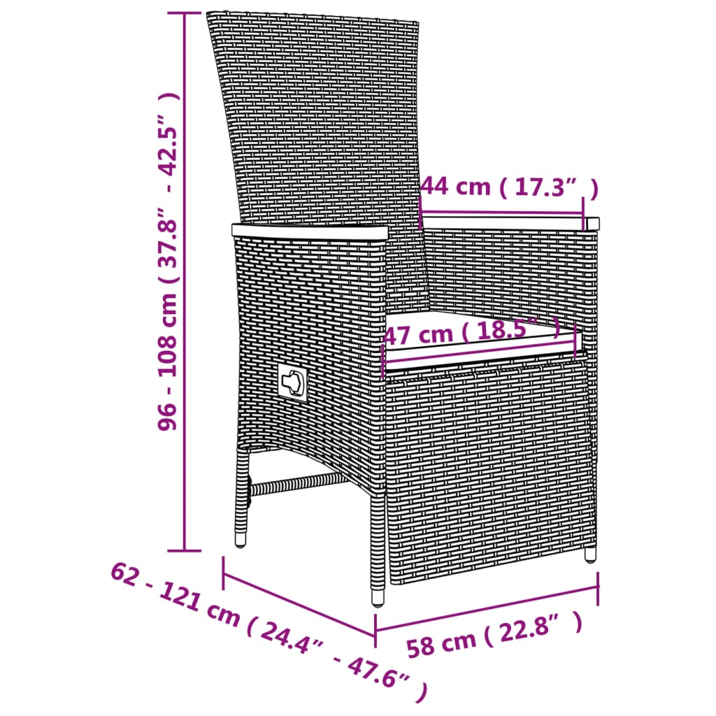 7-Delige Tuinset Met Kussens Poly Rattan Grijs