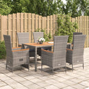 7-Delige Tuinset Met Kussens Poly Rattan Grijs