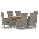 7-Delige Tuinset Met Kussens Poly Rattan Grijs