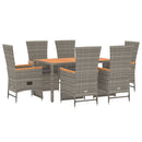 7-Delige Tuinset Met Kussens Poly Rattan Grijs