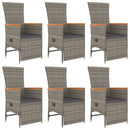 7-Delige Tuinset Met Kussens Poly Rattan Grijs