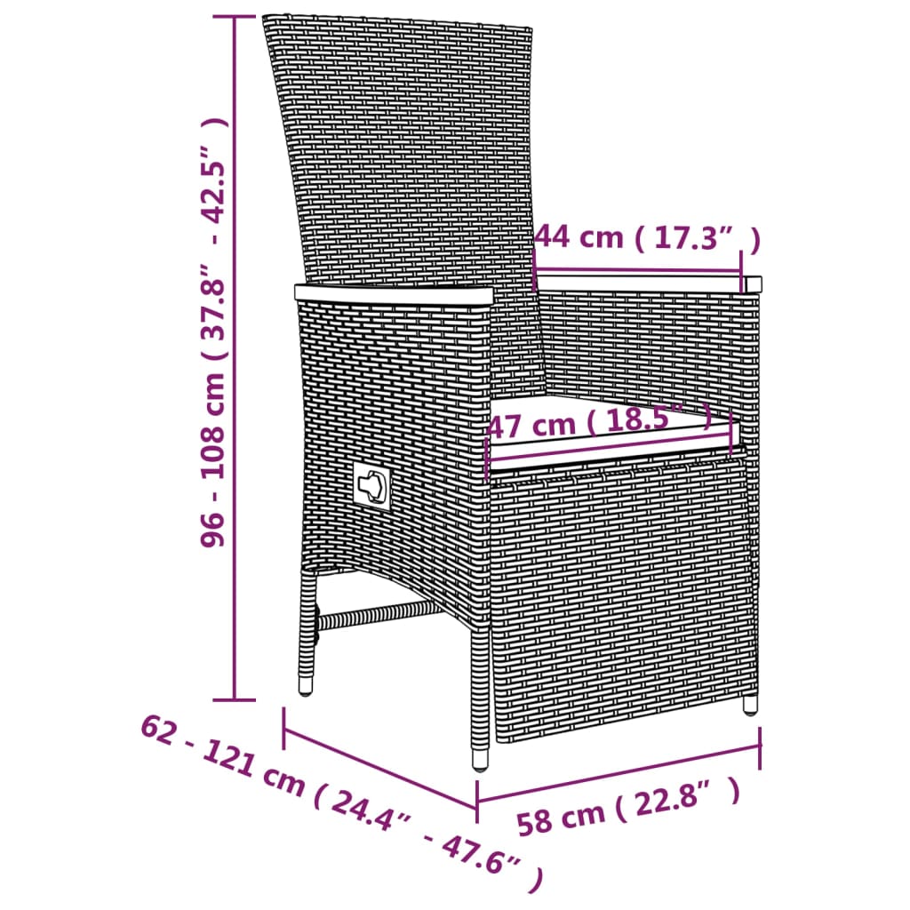 7-Delige Tuinset Met Kussens Poly Rattan Grijs