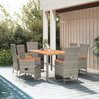 7-Delige Tuinset Met Kussens Poly Rattan Grijs