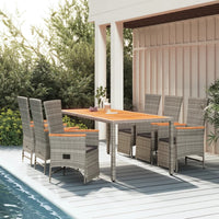 7-Delige Tuinset Met Kussens Poly Rattan Grijs