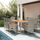 7-Delige Tuinset Met Kussens Poly Rattan Grijs