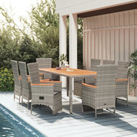 7-Delige Tuinset Met Kussens Poly Rattan Grijs