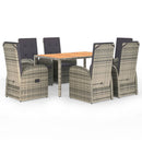 7-Delige Tuinset Met Kussens Poly Rattan Grijs