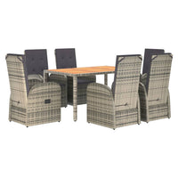 7-Delige Tuinset Met Kussens Poly Rattan Grijs
