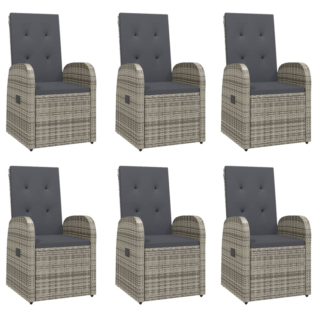 7-Delige Tuinset Met Kussens Poly Rattan Grijs