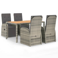 5-Delige Tuinset Met Kussens Poly Rattan Grijs