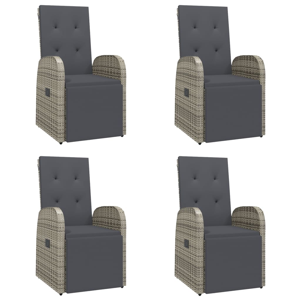 5-Delige Tuinset Met Kussens Poly Rattan Grijs