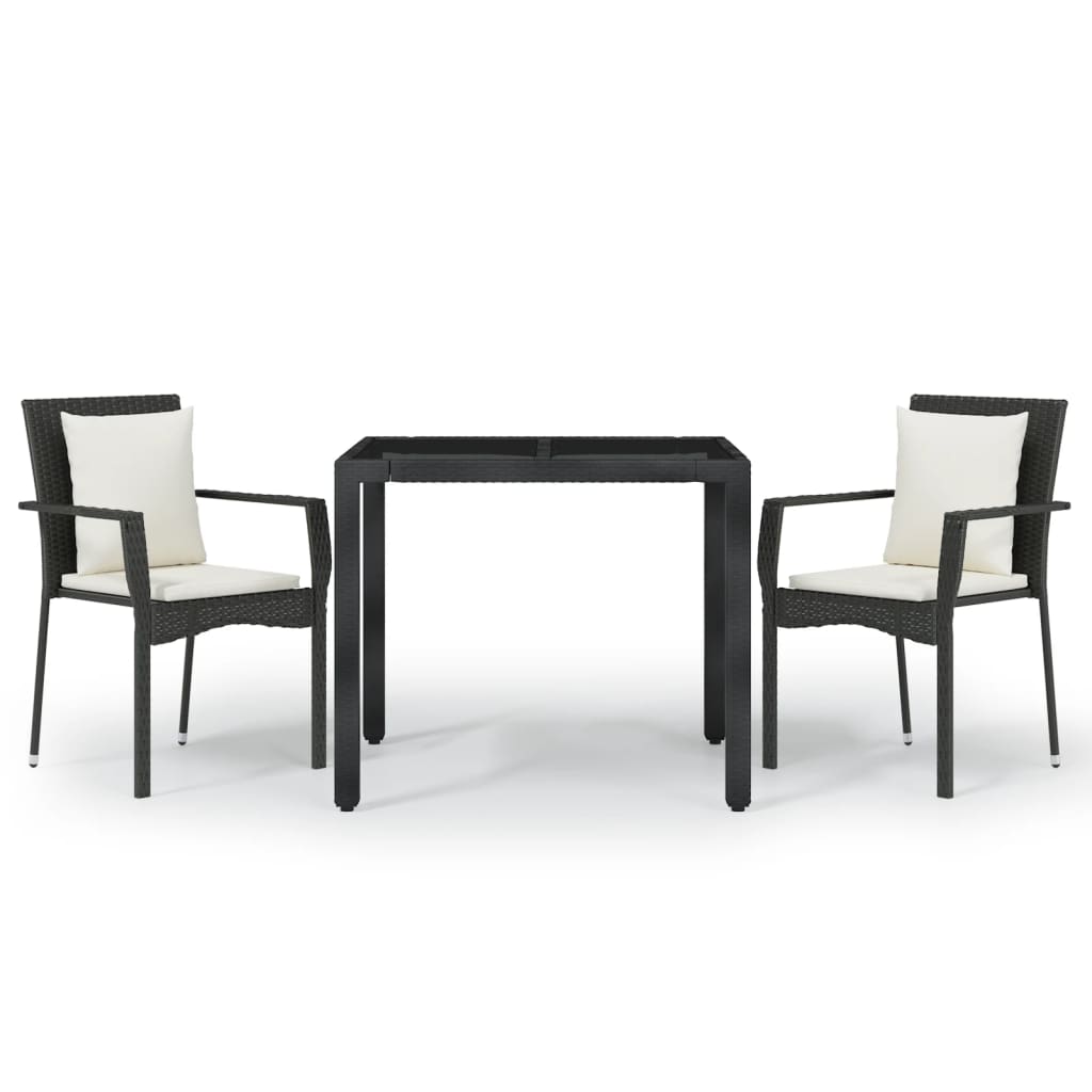 3-Delige Tuinset Met Kussens Poly Rattan