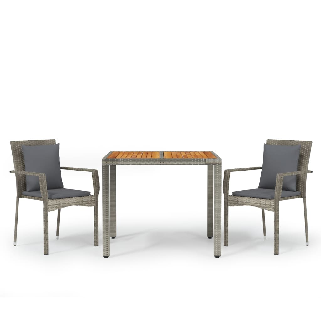 3-Delige Tuinset Met Kussens Poly Rattan
