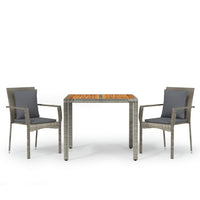 3-Delige Tuinset Met Kussens Poly Rattan