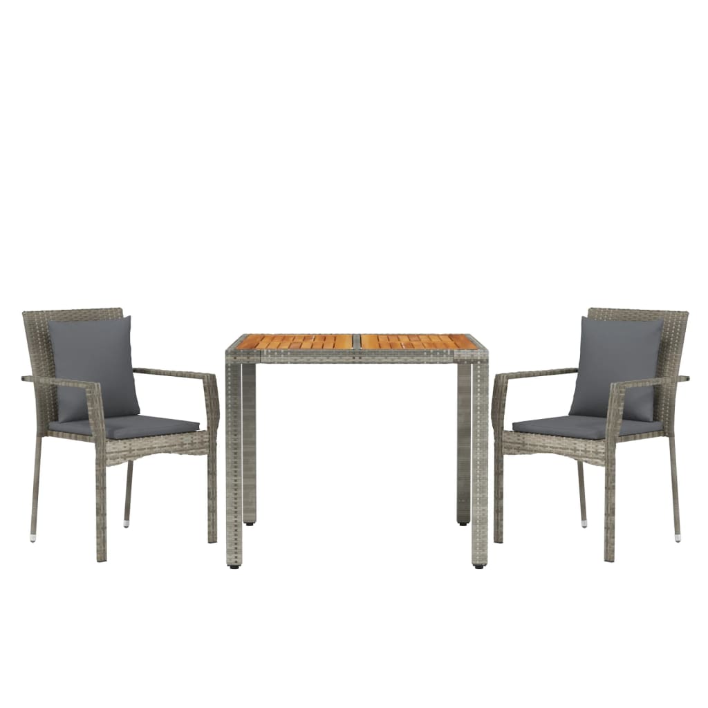 3-Delige Tuinset Met Kussens Poly Rattan