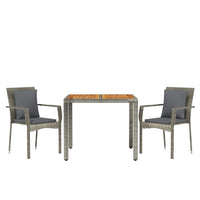 3-Delige Tuinset Met Kussens Poly Rattan