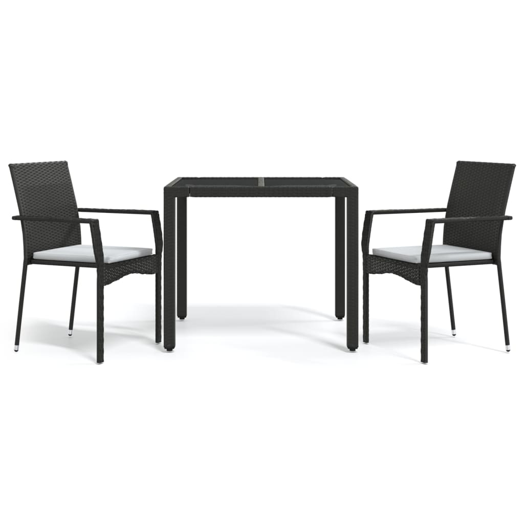 3-Delige Tuinset Met Kussens Poly Rattan