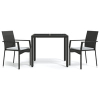 3-Delige Tuinset Met Kussens Poly Rattan