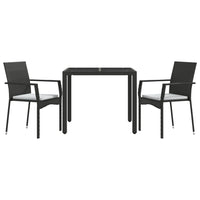 3-Delige Tuinset Met Kussens Poly Rattan