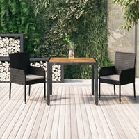 3-Delige Tuinset Met Kussens Poly Rattan
