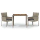 3-Delige Tuinset Met Kussens Poly Rattan