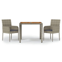 3-Delige Tuinset Met Kussens Poly Rattan