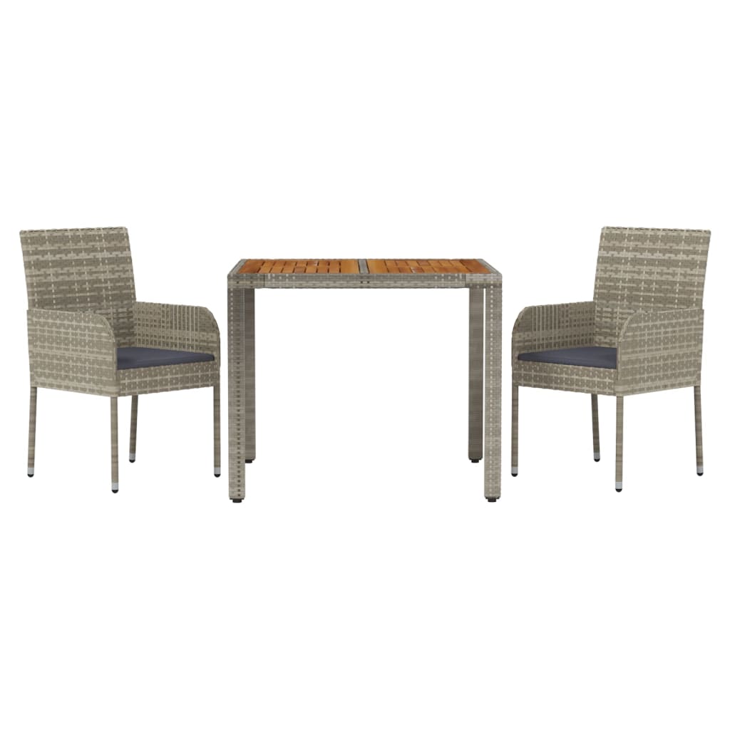 3-Delige Tuinset Met Kussens Poly Rattan