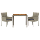 3-Delige Tuinset Met Kussens Poly Rattan