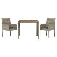 3-Delige Tuinset Met Kussens Poly Rattan