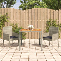 3-Delige Tuinset Met Kussens Poly Rattan