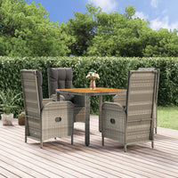 5-Delige Tuinset Met Kussens Poly Rattan Grijs