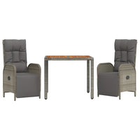 3-Delige Tuinset Met Kussens Poly Rattan Grijs