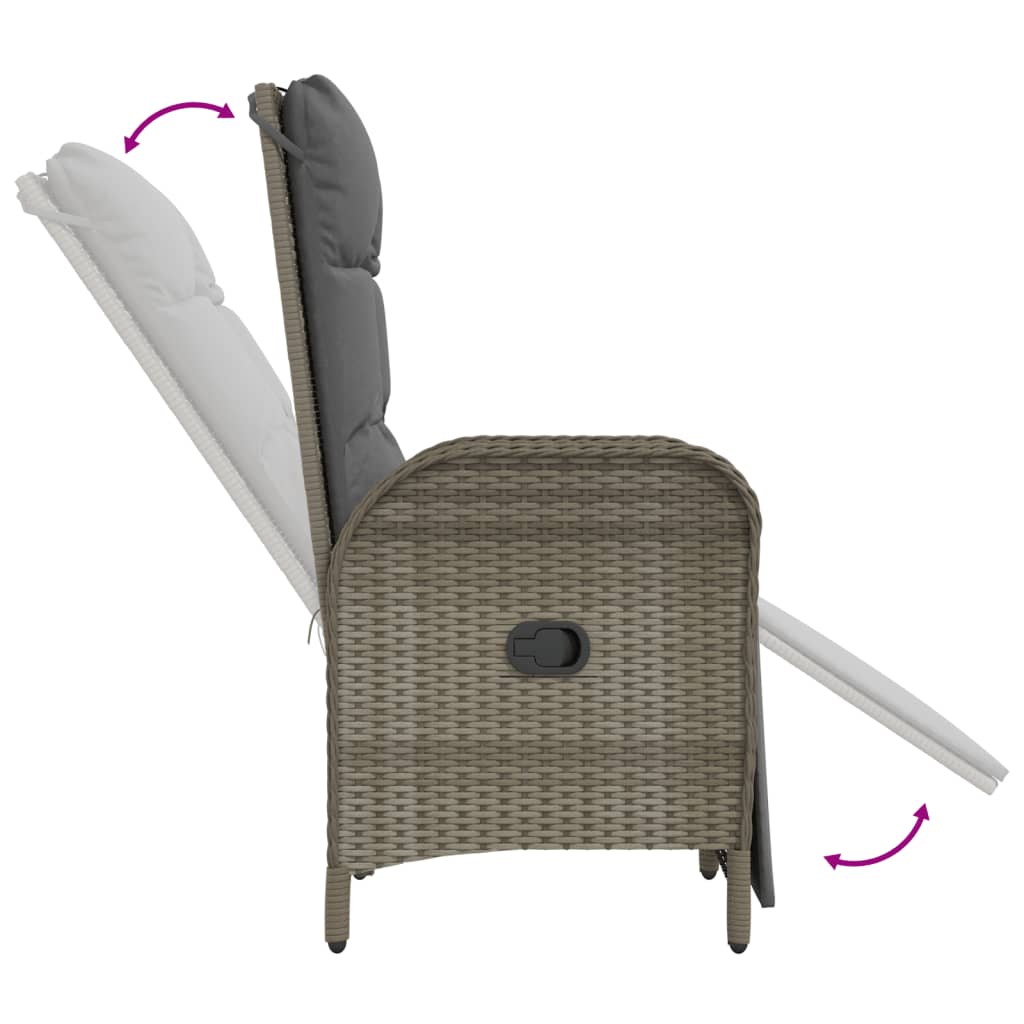 3-Delige Tuinset Met Kussens Poly Rattan Grijs