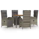 5-Delige Tuinset Met Kussens Poly Rattan Grijs