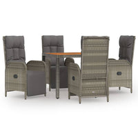 5-Delige Tuinset Met Kussens Poly Rattan Grijs