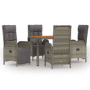 5-Delige Tuinset Met Kussens Poly Rattan Grijs