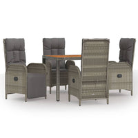 5-Delige Tuinset Met Kussens Poly Rattan Grijs